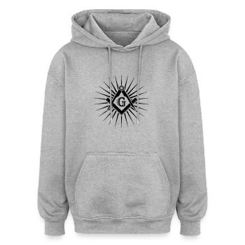 Franc-Maçonnerie, Équerre et Compas, Géométrie - Sweat à capuche oversize unisexe - gris chiné - Devant - Noah (186cm)