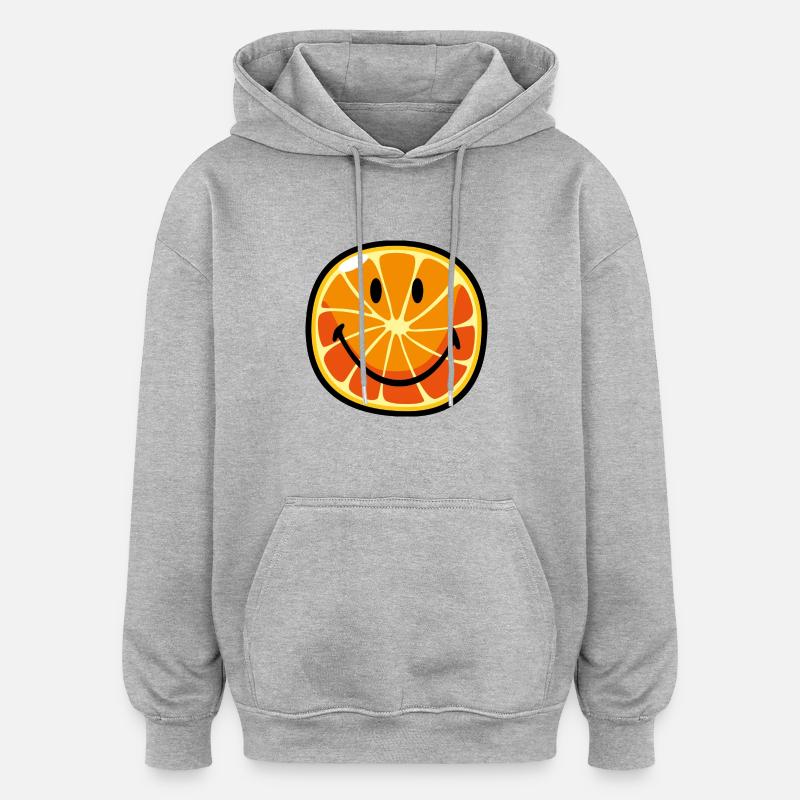 Smiley Pamplemousse - Sweat à capuche oversize unisexe - gris chiné