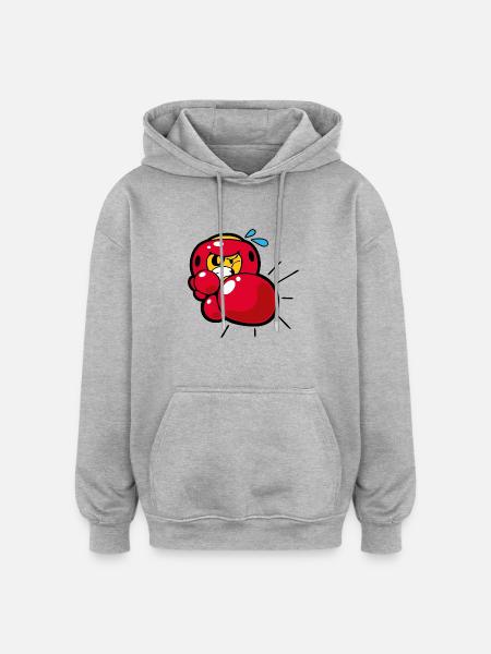 Smiley Boxing - Sweat à capuche oversize unisexe - gris chiné