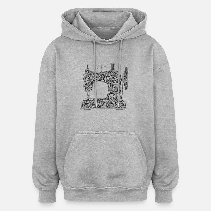 Machine à coudre - Sweat à capuche oversize unisexe - gris chiné