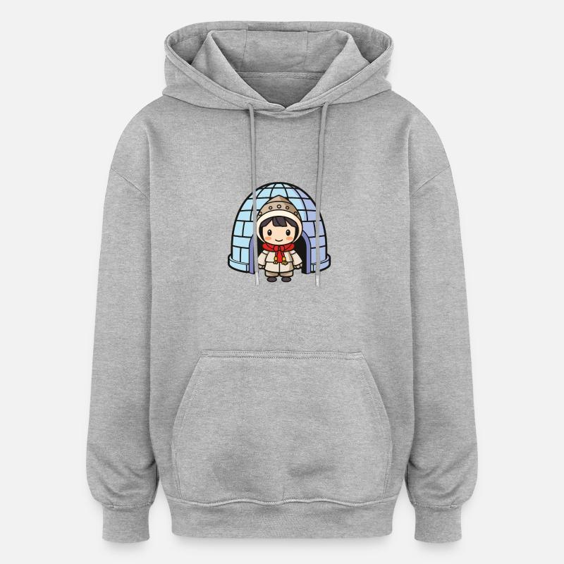 iglu eskimo mädchen - Oversized Unisex Hoodie - Grau meliert
