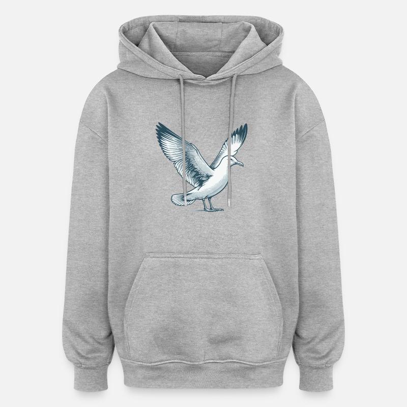 Mouette - Sweat à capuche oversize unisexe - gris chiné
