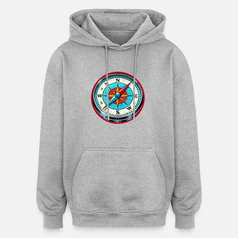 boussole - Sweat à capuche oversize unisexe - gris chiné