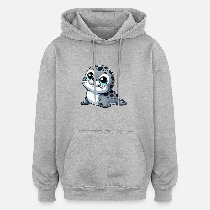 Bébé phoque - Sweat à capuche oversize unisexe - gris chiné