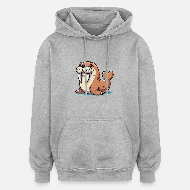 Phoque - Sweat à capuche oversize unisexe - gris chiné