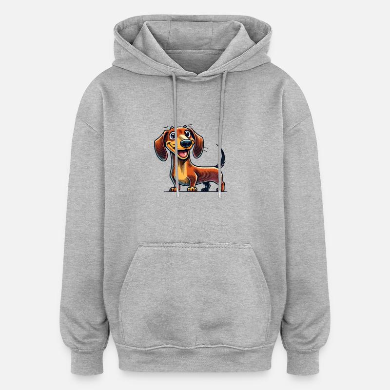 teckel - Sweat à capuche oversize unisexe - gris chiné