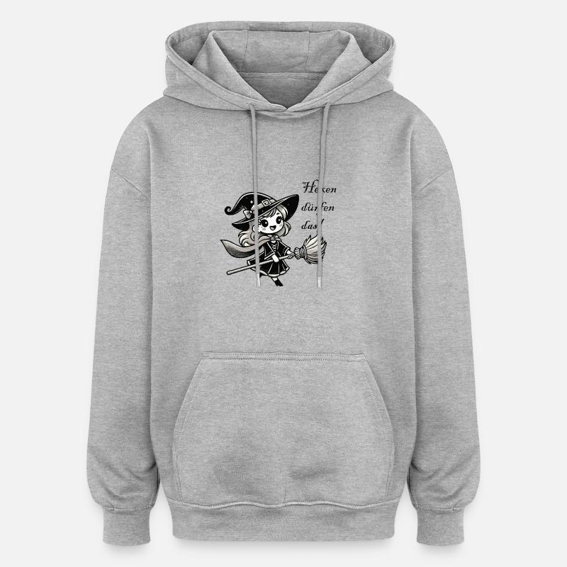 Bande dessinée de sorcière - Sweat à capuche oversize unisexe - gris chiné