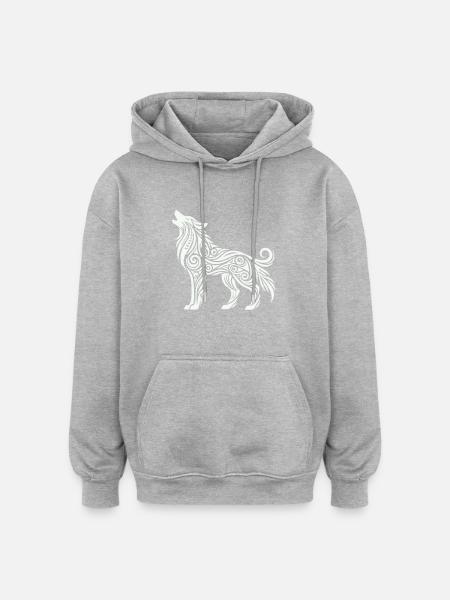 Wolf Tribal Animal - Oversized Unisex Hoodie - heather grey