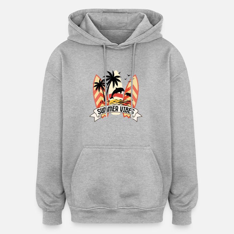 Summer vibes 1 - Sweat à capuche oversize unisexe - gris chiné