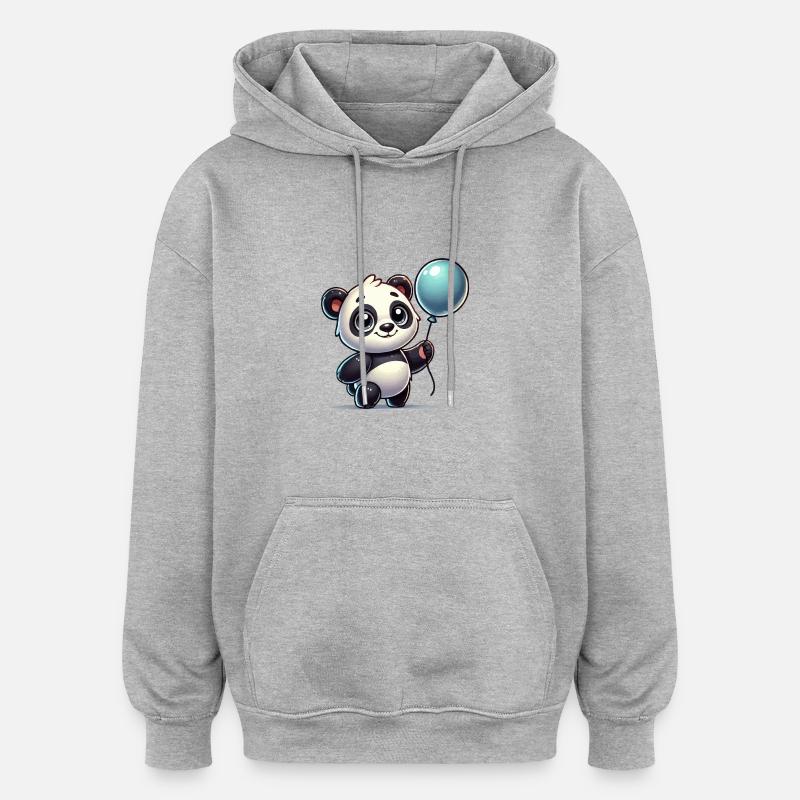 Panda Comic Balloon - Oversized Unisex Hoodie - heather grey