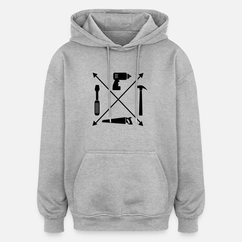 Handwerker - Oversized Unisex Hoodie - Grau meliert