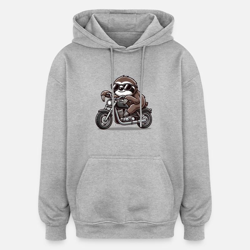 Moto paresseux - Sweat à capuche oversize unisexe - gris chiné