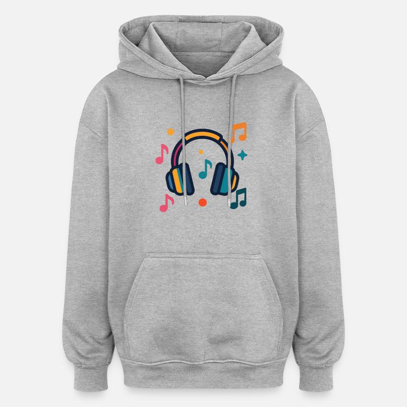 Kopfhörer und Notizen - Oversized Unisex Hoodie - Grau meliert