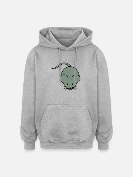 maus - Oversized Unisex Hoodie - Grau meliert