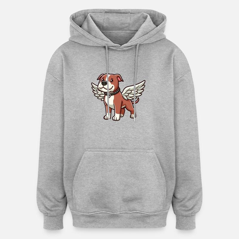 Chien Pitbull Ailes d’ange mignonnes - Sweat à capuche oversize unisexe - gris chiné