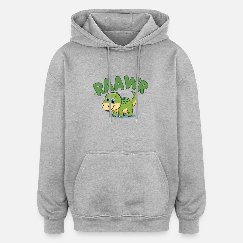 Bébé Dino - Sweat à capuche oversize unisexe - gris chiné