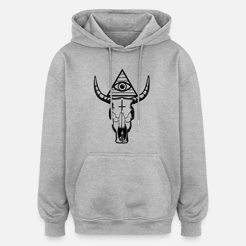 Ram skull - Oversized Unisex Hoodie - heather grey