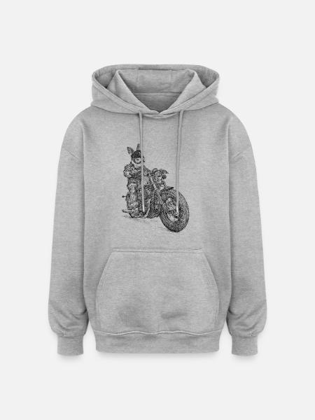 Bunnyrider - Oversized Unisex Hoodie - Grau meliert