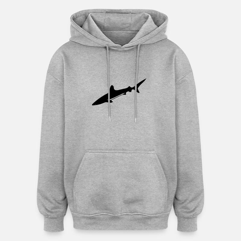 Shark - Vector Design - Oversized Unisex Hoodie - heather grey