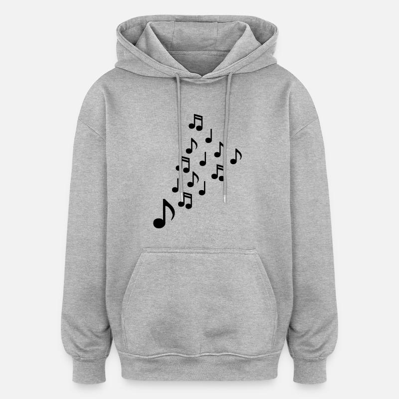 notes de musique - Sweat à capuche oversize unisexe - gris chiné
