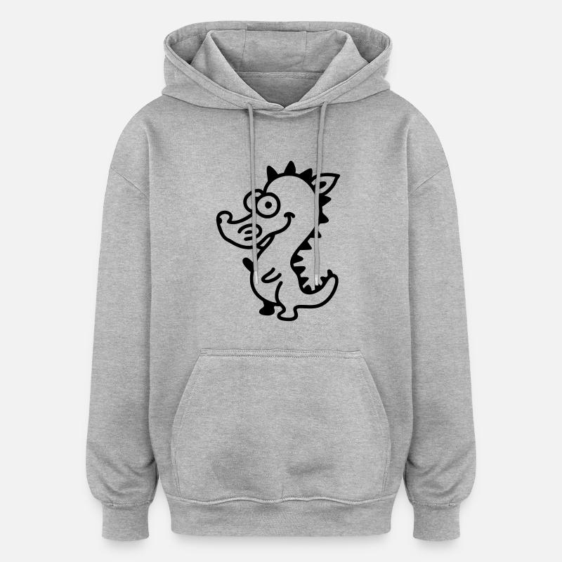 Drachen - Line - Oversized Unisex Hoodie - Grau meliert