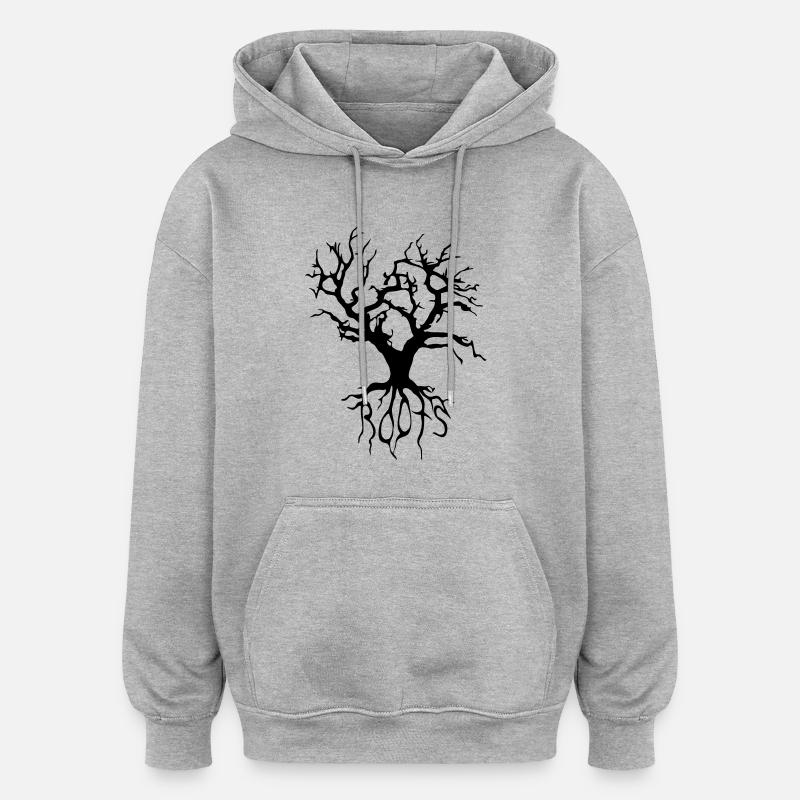 tree_vec_1 fr - Sweat à capuche oversize unisexe - gris chiné