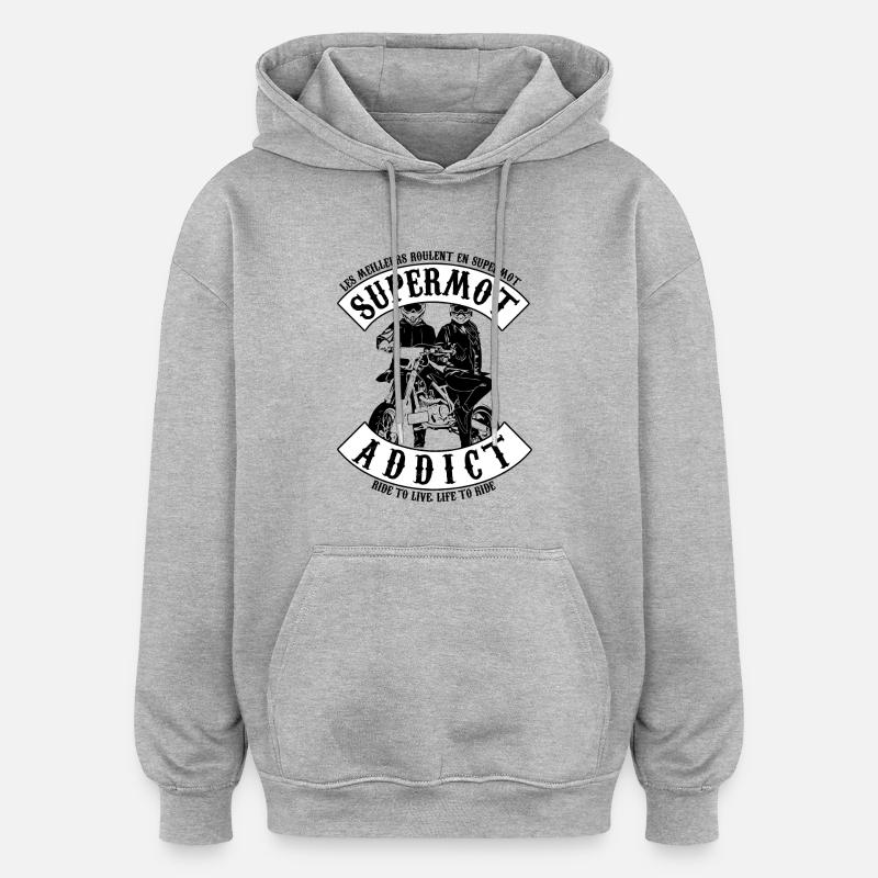 supermot addict - Sweat à capuche oversize unisexe - gris chiné