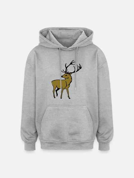 Edler Hirsch - Oversized Unisex Hoodie - Grau meliert