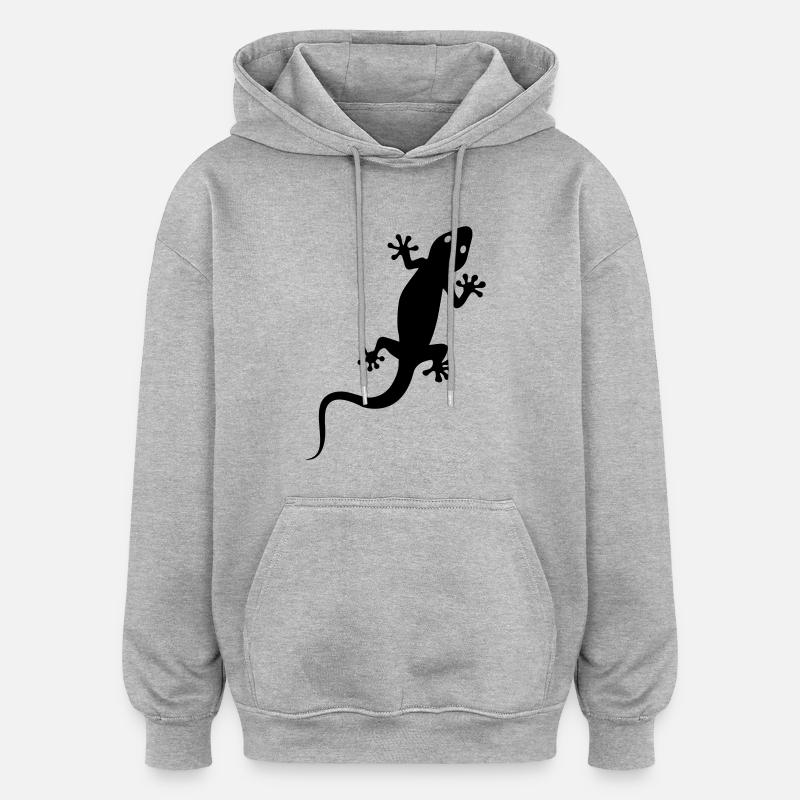 lézard - Sweat à capuche oversize unisexe - gris chiné