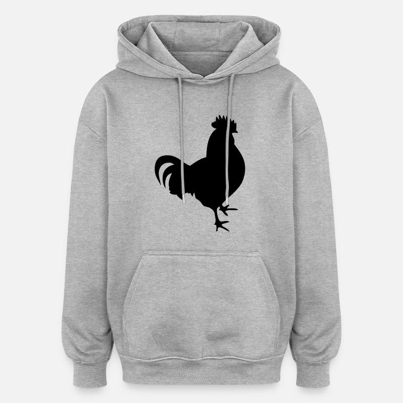 coq cock chicken2 - Sweat à capuche oversize unisexe - gris chiné