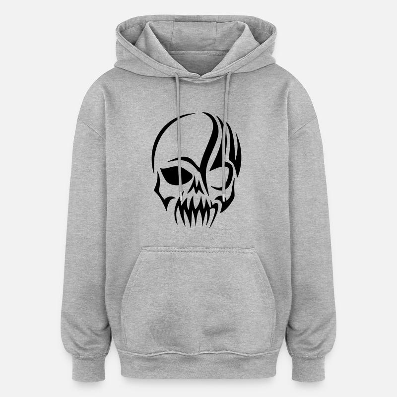 crâne - Sweat à capuche oversize unisexe - gris chiné