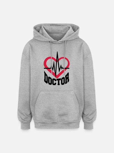 doctor heart stethoscope listen heartbeat pulse ve - Oversized Unisex Hoodie - heather grey