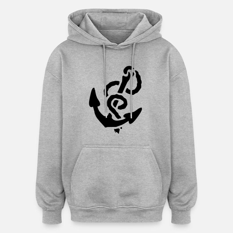 Anker - Oversized Unisex Hoodie - Grau meliert