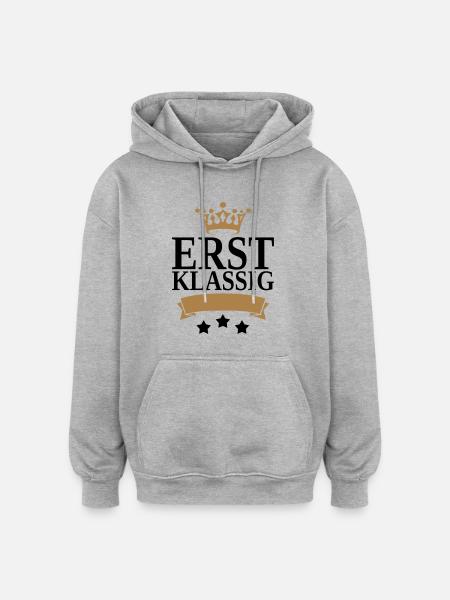 Erstklassig Krone - Oversized Unisex Hoodie - Grau meliert