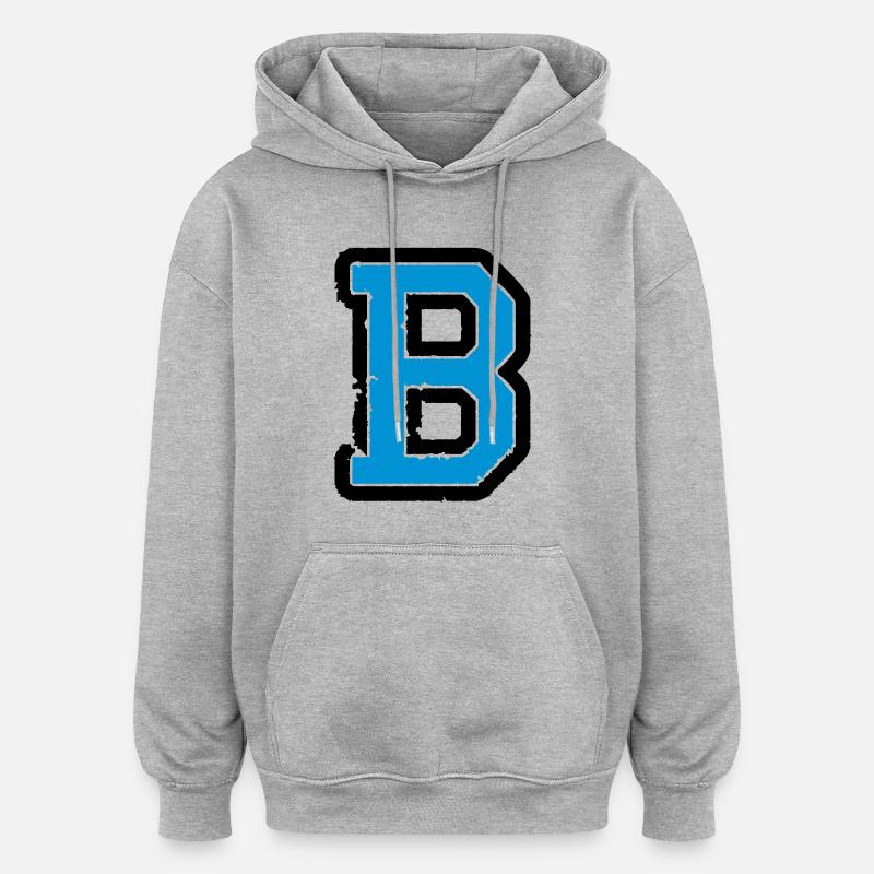 b_02 - Sweat à capuche oversize unisexe - gris chiné