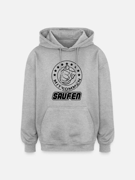 saufen - Oversized Unisex Hoodie - Grau meliert