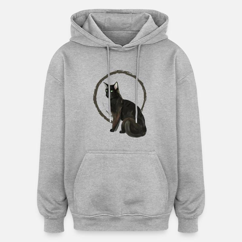 Schwarze Katze Nelson 2 - Oversized Unisex Hoodie - Grau meliert