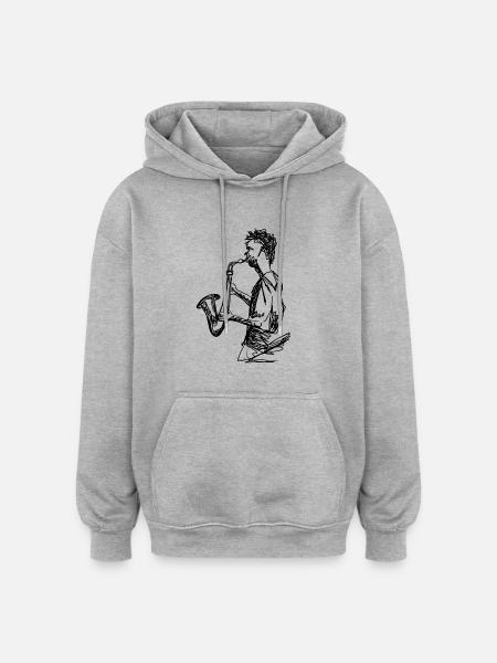 saxophone - Oversized Unisex Hoodie - heather grey