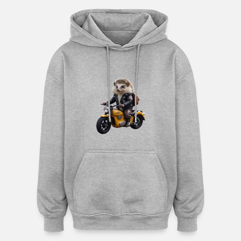 Herisson motard - Sweat à capuche oversize unisexe - gris chiné
