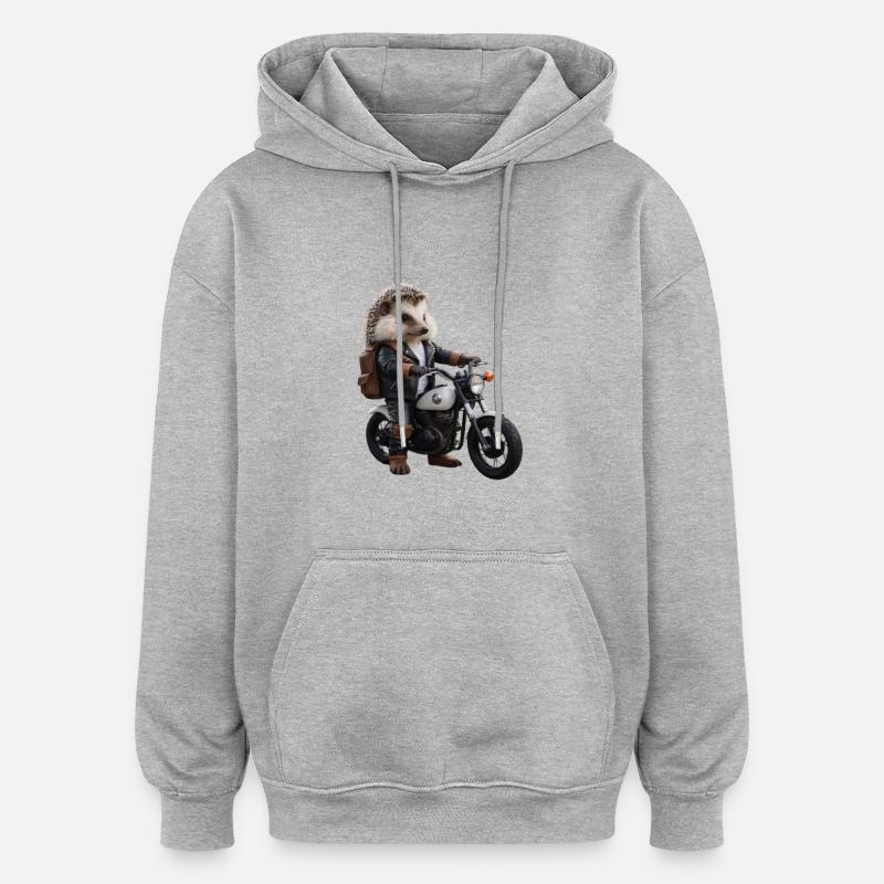 Herisson motard - Sweat à capuche oversize unisexe - gris chiné