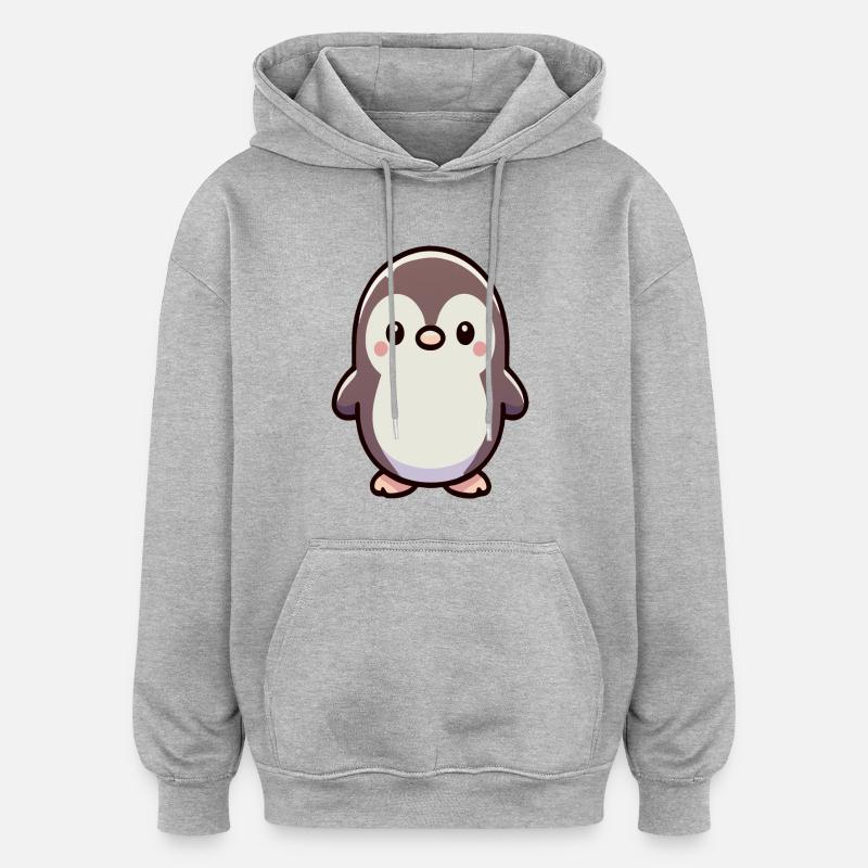 Pingouin - Sweat à capuche oversize unisexe - gris chiné