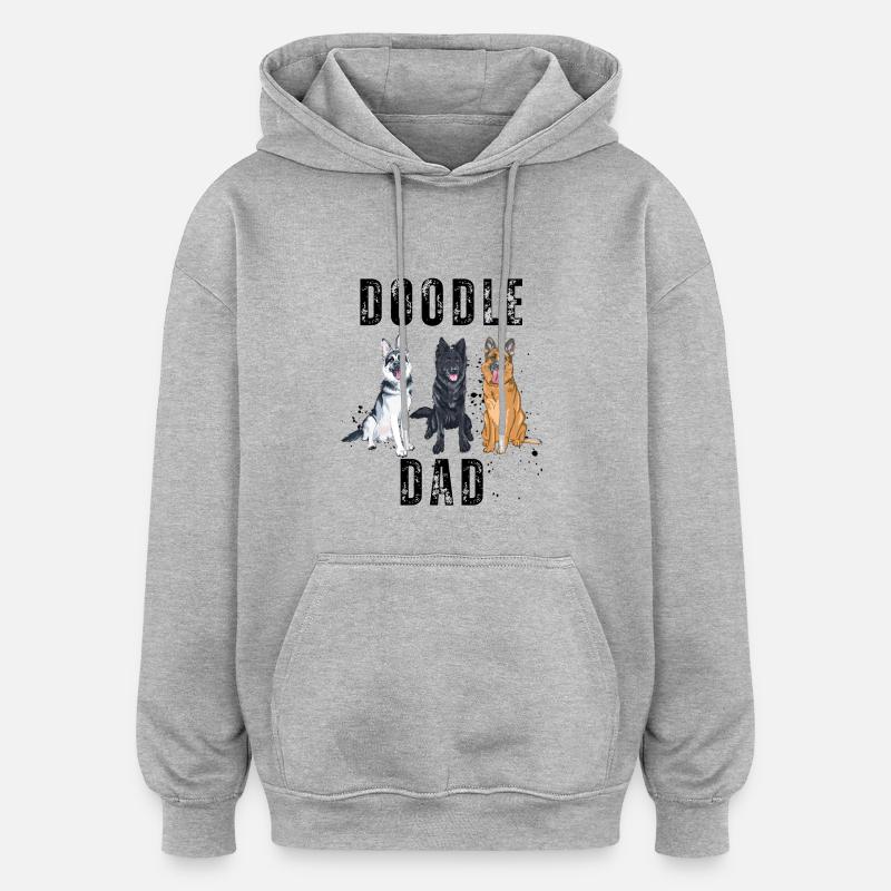 Doodle Dad - Sweat à capuche oversize unisexe - gris chiné