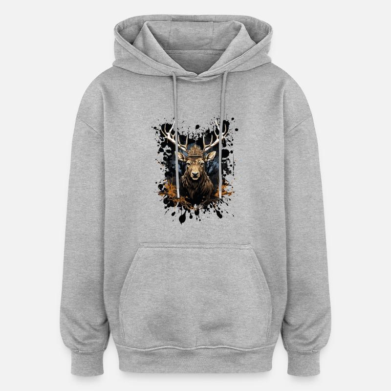 Roi du cerf - Sweat à capuche oversize unisexe - gris chiné