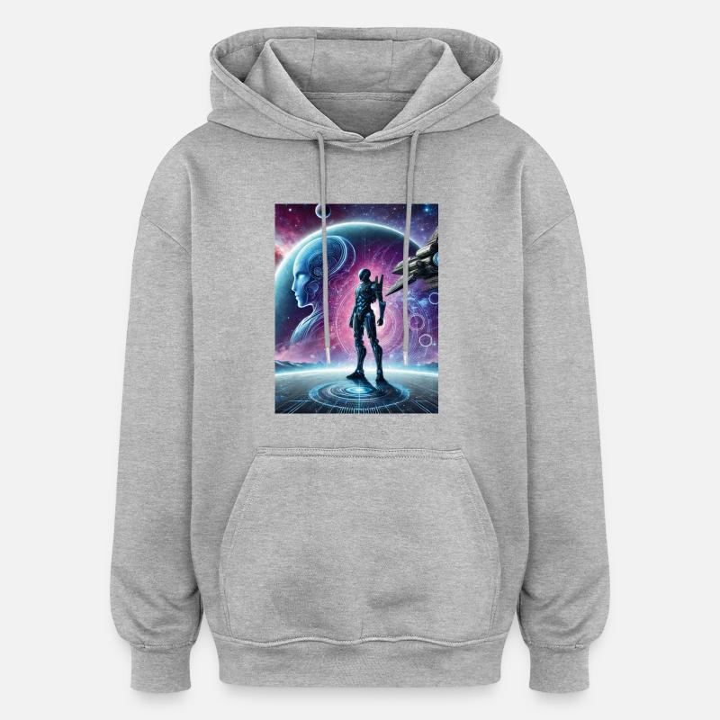 Tech-Kosmos - Oversized Unisex Hoodie - Grau meliert
