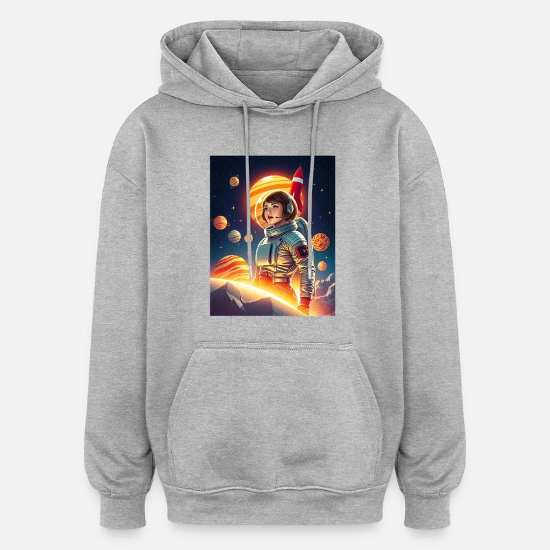 Astronaute dans l’espace - Sweat à capuche oversize unisexe - gris chiné
