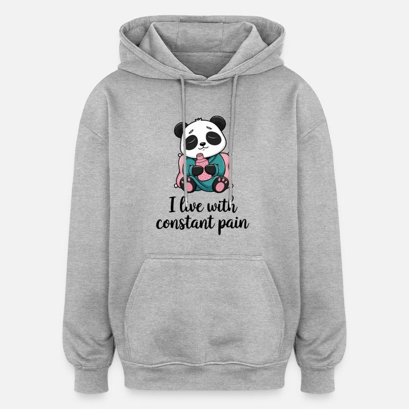 Panda mit ständigem Schmerz - Oversized Unisex Hoodie - Grau meliert