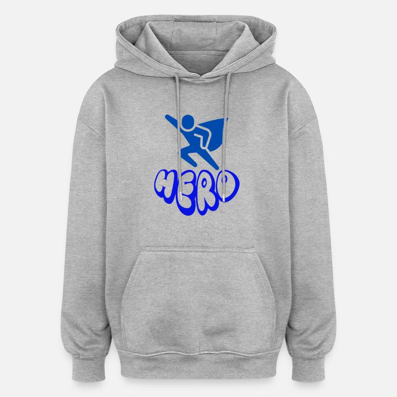 Héros - Sweat à capuche oversize unisexe - gris chiné