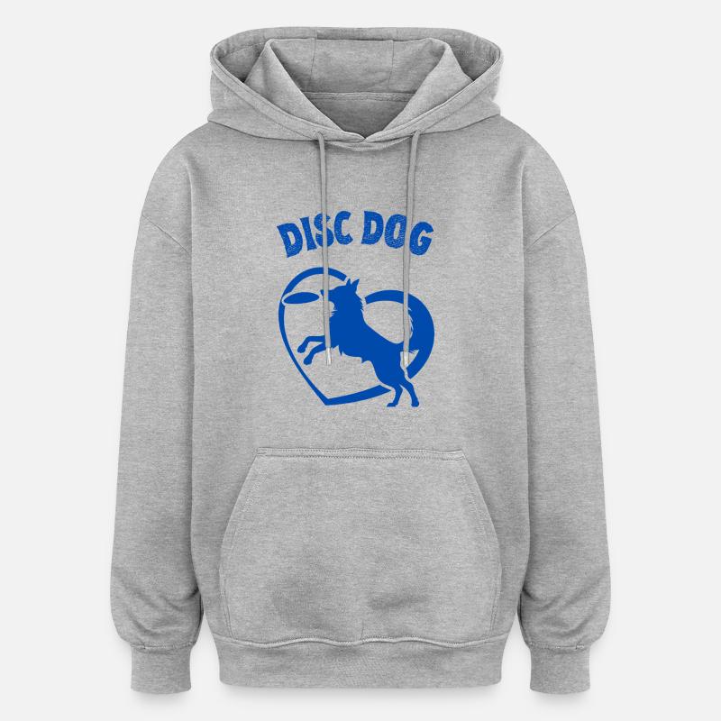 Chien de disque - Sweat à capuche oversize unisexe - gris chiné