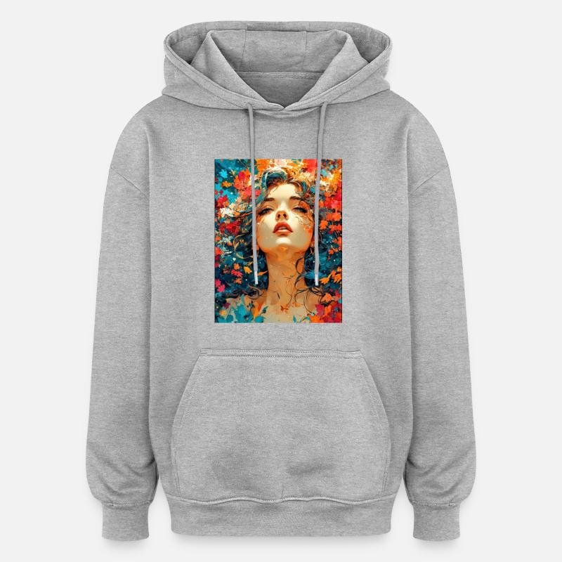 Composition automnale - Sweat à capuche oversize unisexe - gris chiné