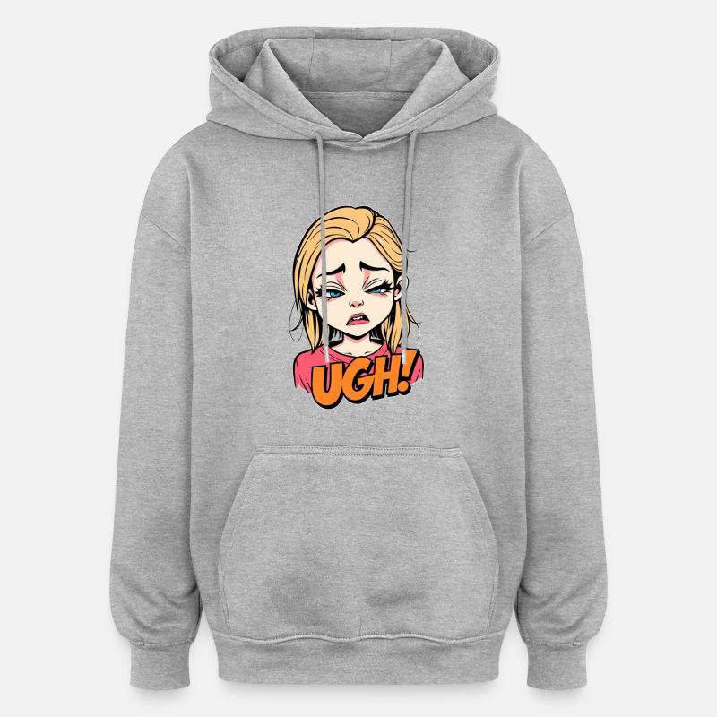 Pouah - Sweat à capuche oversize unisexe - gris chiné